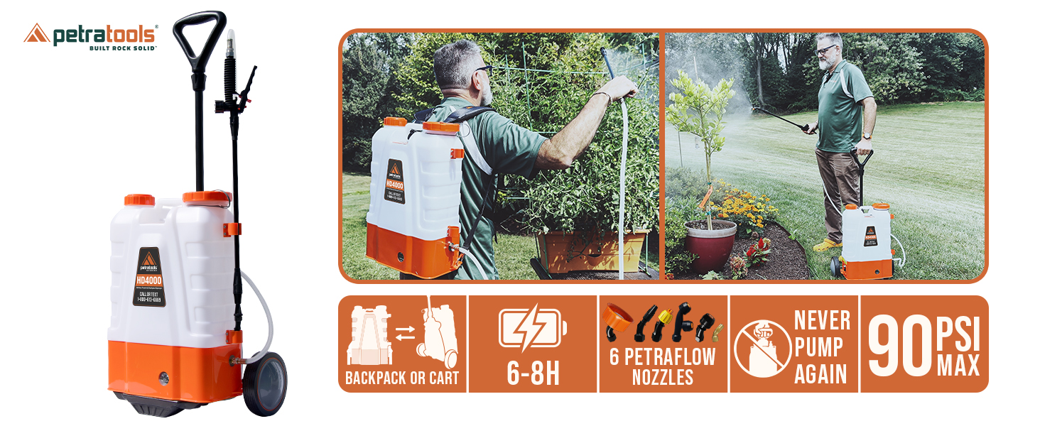 HD4000 Cart and Backpack Sprayer with mobile wheel base and cart