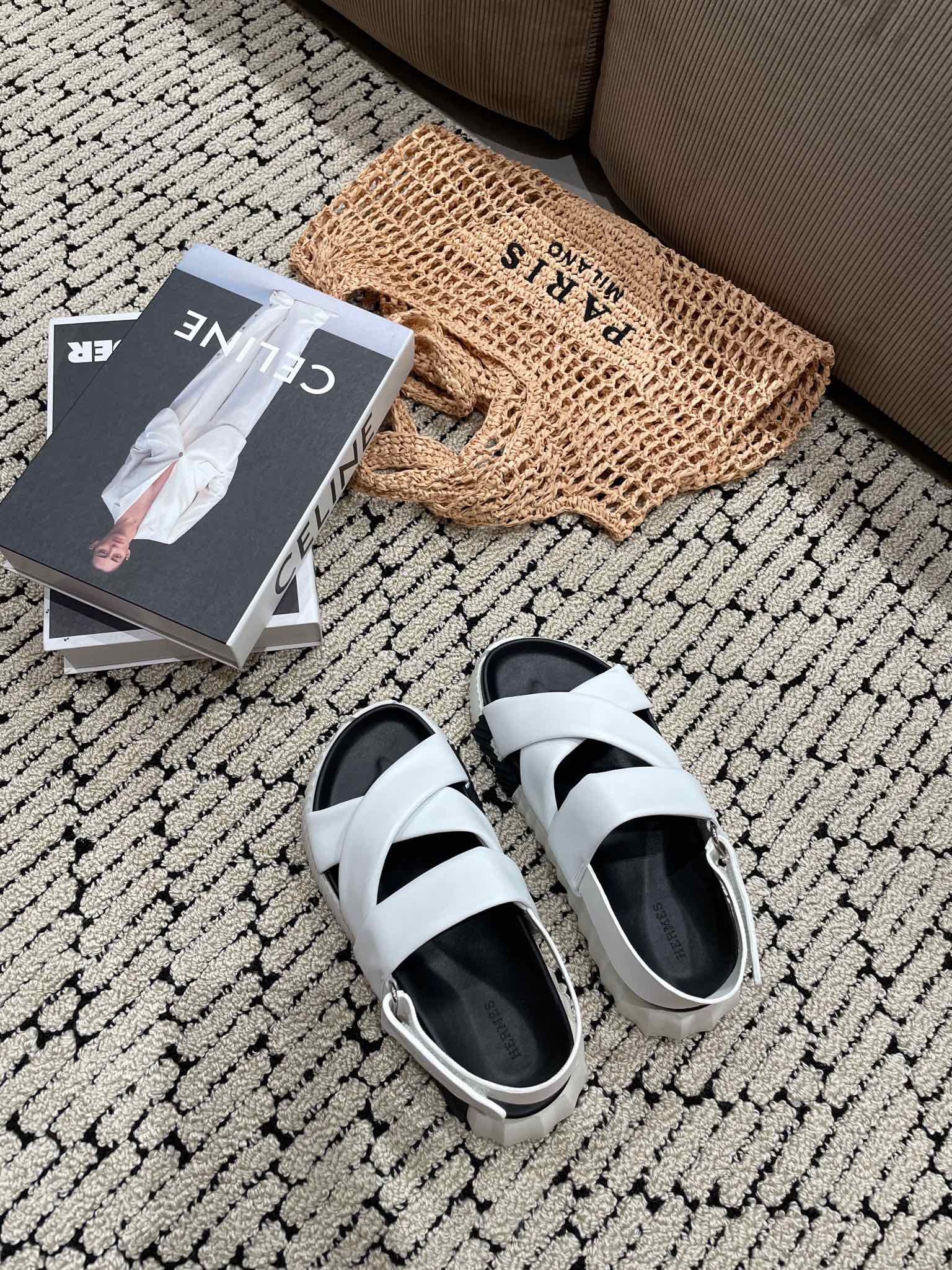 ELECTRIC SANDAL BLACK MIX WHITE CALFSKIN、mysite、Cacoeks