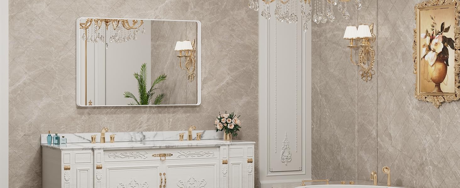 LOAAO White Bathroom Mirror 