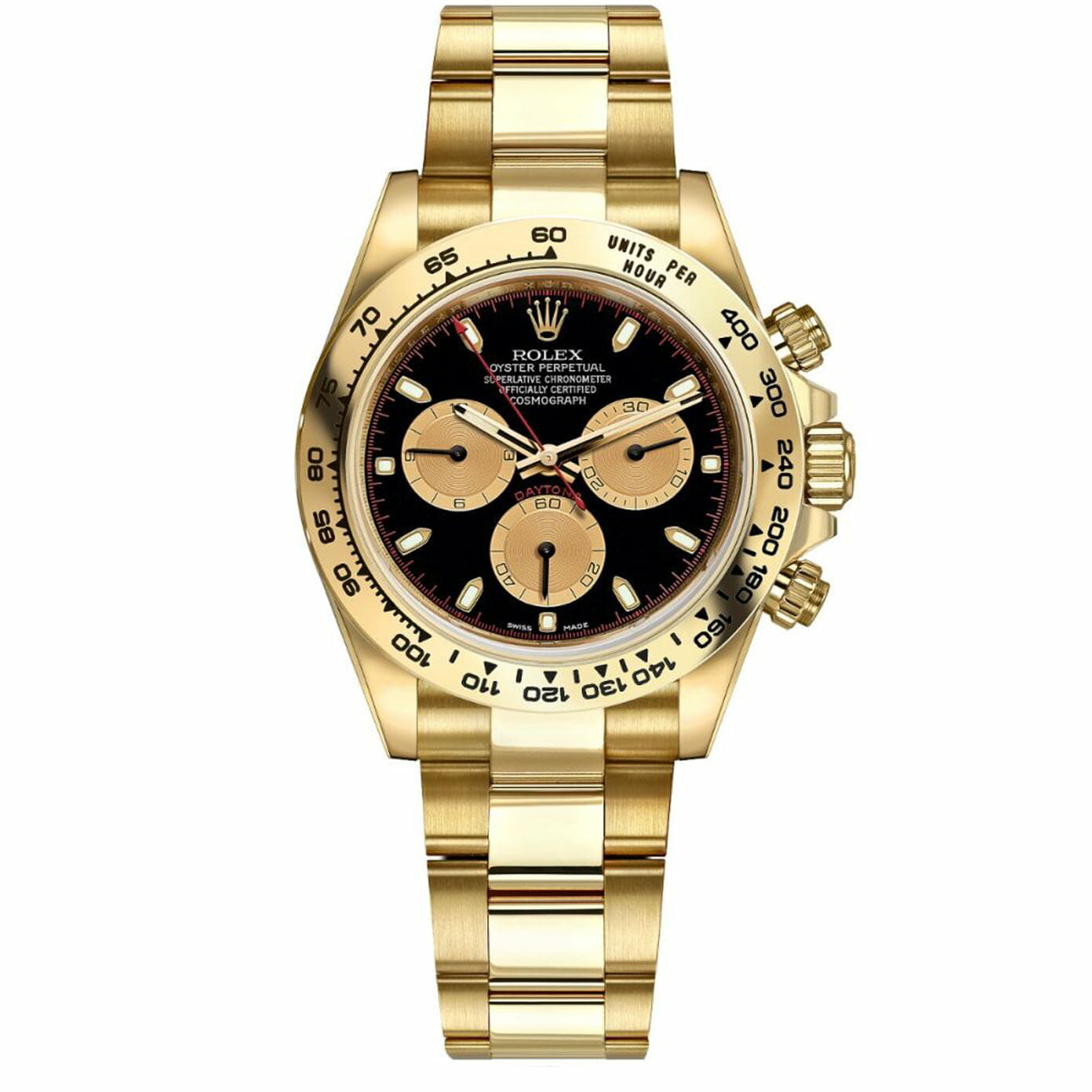 Rolex Cosmograph Daytona Oyster Yellow Gold Black Dial 116508-0009 Replica-fasswatch