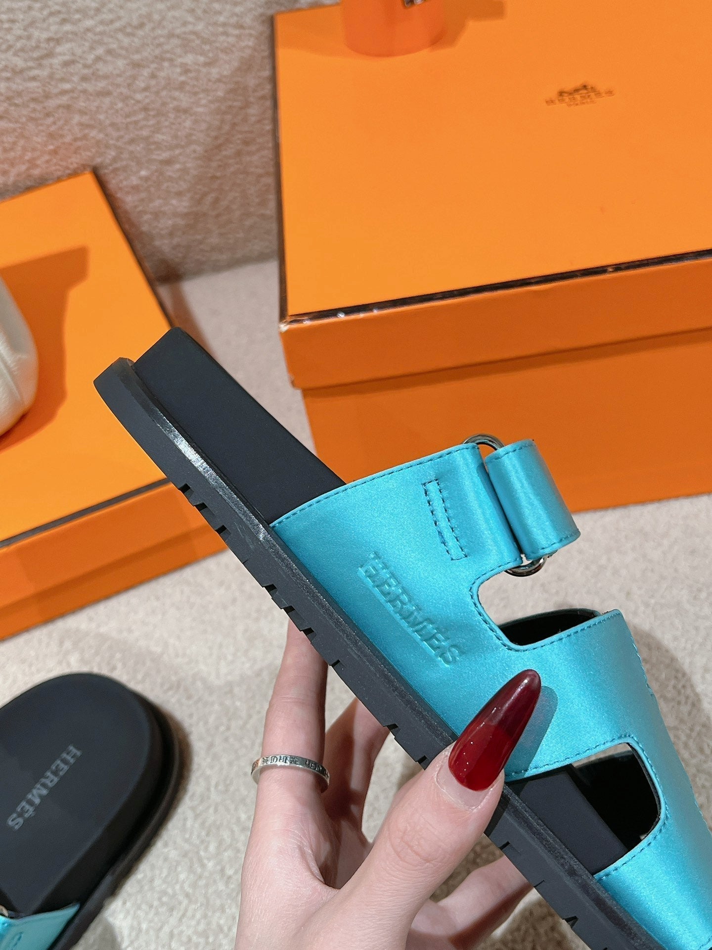 CHYPRE SANDAL BLACK MIX SKY CALFSKIN、mysite、Cacoeks