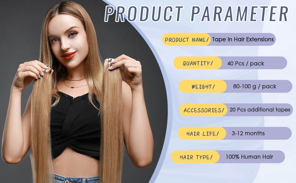 Tape in Hair Extensions Human Hair Full Head 40 pcs Straight Skin Weft Real  Remy Hair Extension (18 inches 100g, 40pcs/set, 12/613 Golden Brown Mix  Bleach Blonde) : Amazon.co.uk: Beauty