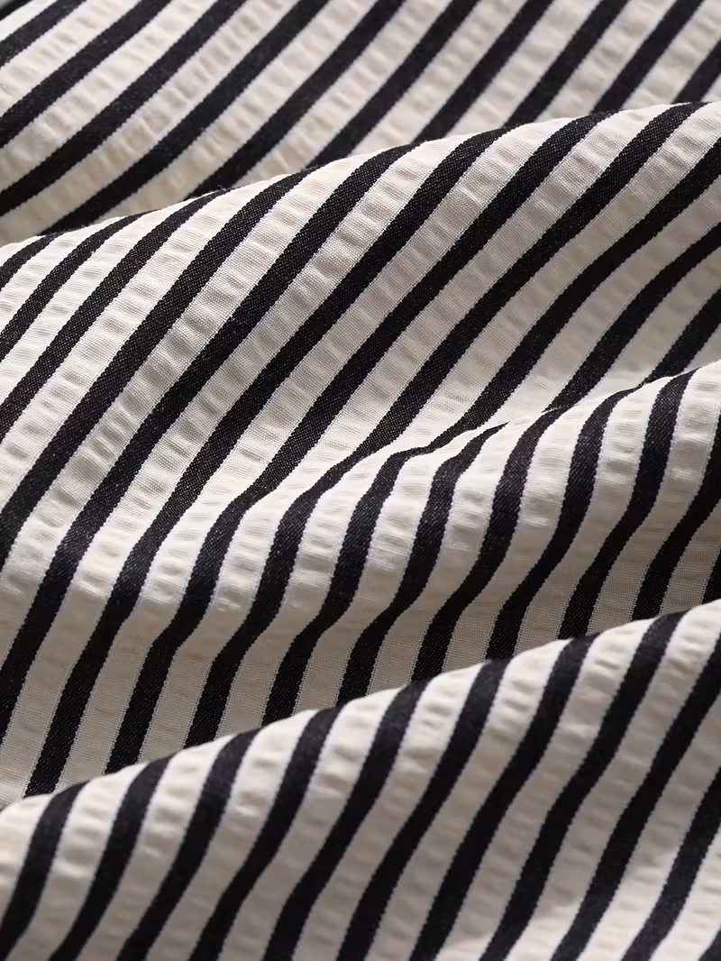 womens striped wide leg pants with elastic waist casual polyester machine washable high contrast vertical stripes comfortable   wear Product details 2