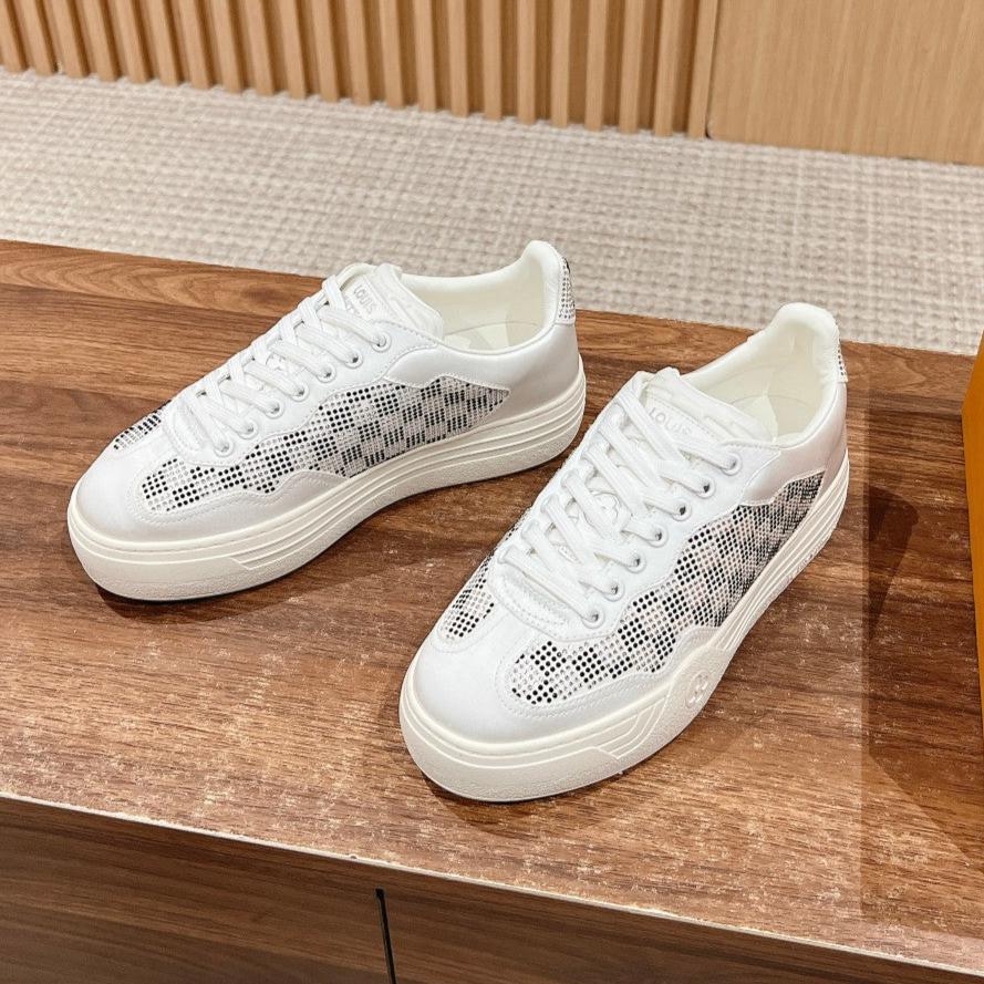 LV GROOVY SNEAKER IN WHITE DAMIER STRASS AND CALFSKIN、mysite、Cacoeks