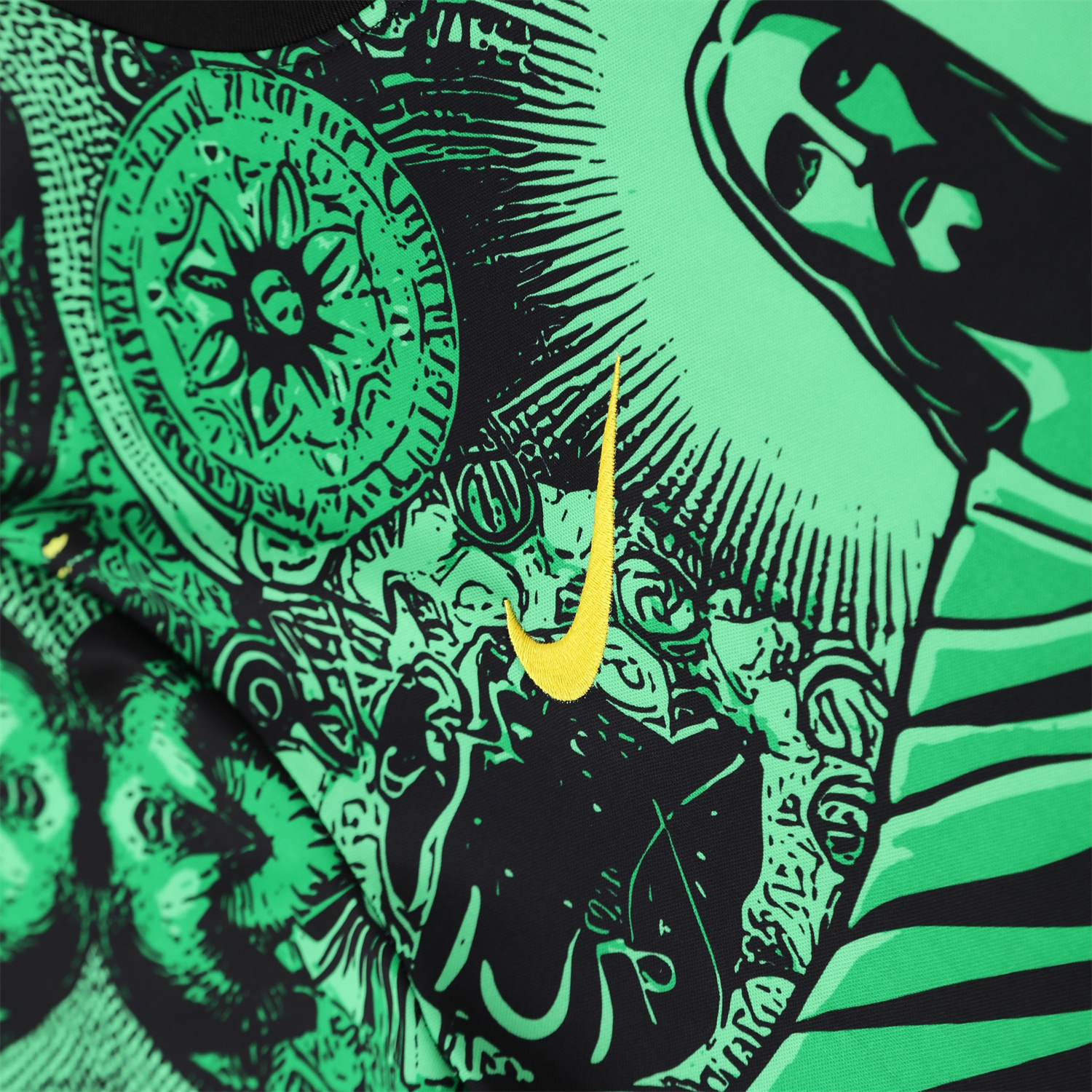 UltraTrikot-Brazil 25-26 Green Jesus Statue Short-Sleeve Training Set - Green Top & Black Shorts