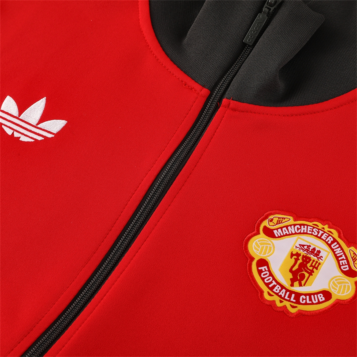 foot-Manchester United 24-25 Throwback Jacket Training Tracksuit - Red Jackets & Grey Pants