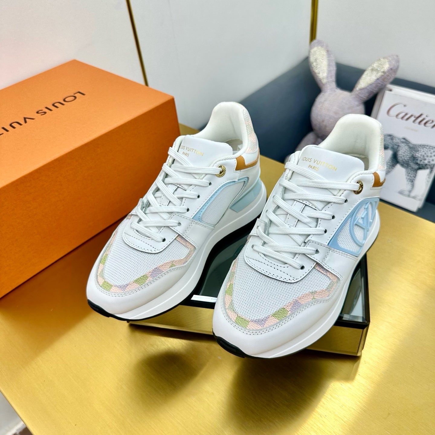 NEO RUN AWAY SNEAKER IN WHITE MIX LIGHT BLUE CALFSKIN、mysite、Cacoeks