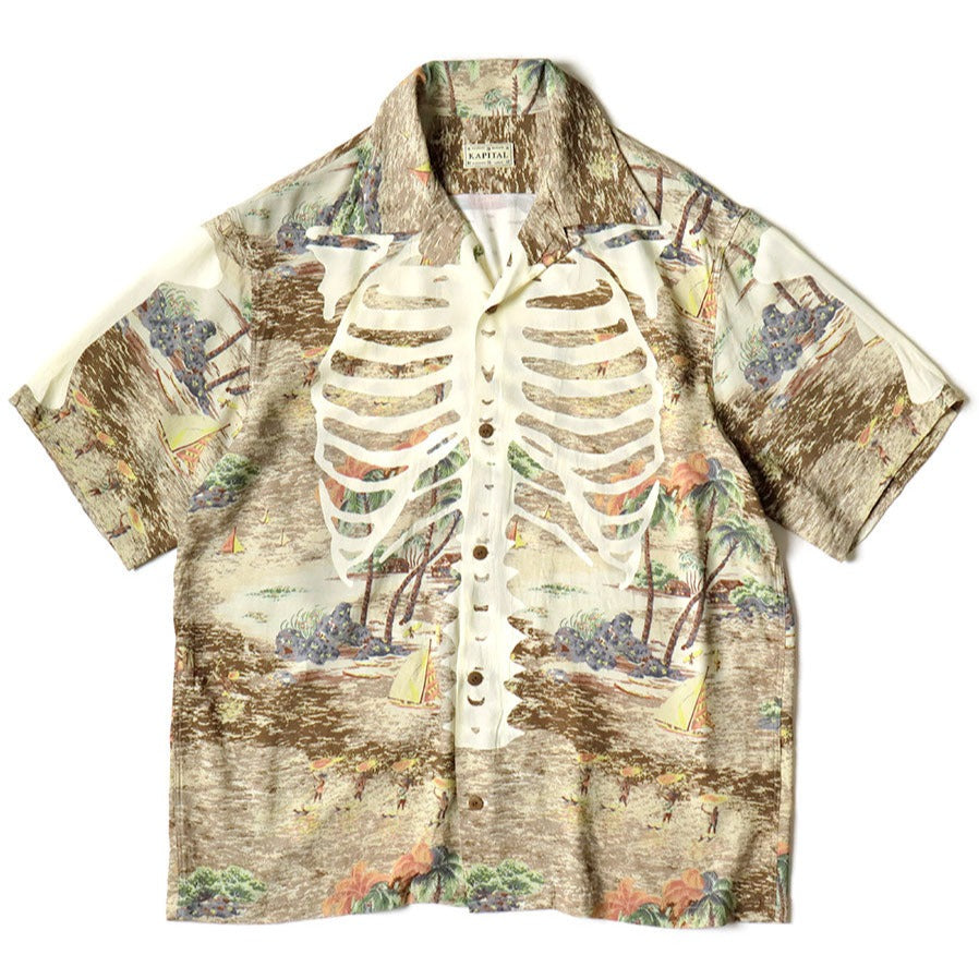 KAPITAL Rayon Kamehameha BONE pt Aloha Shirt  EK-1214SSA 