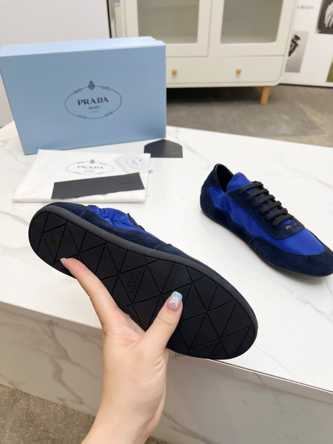 COLLAPSE SNEAKERS IN BLUE SUEDE AND NYLON、mysite、Cacoeks