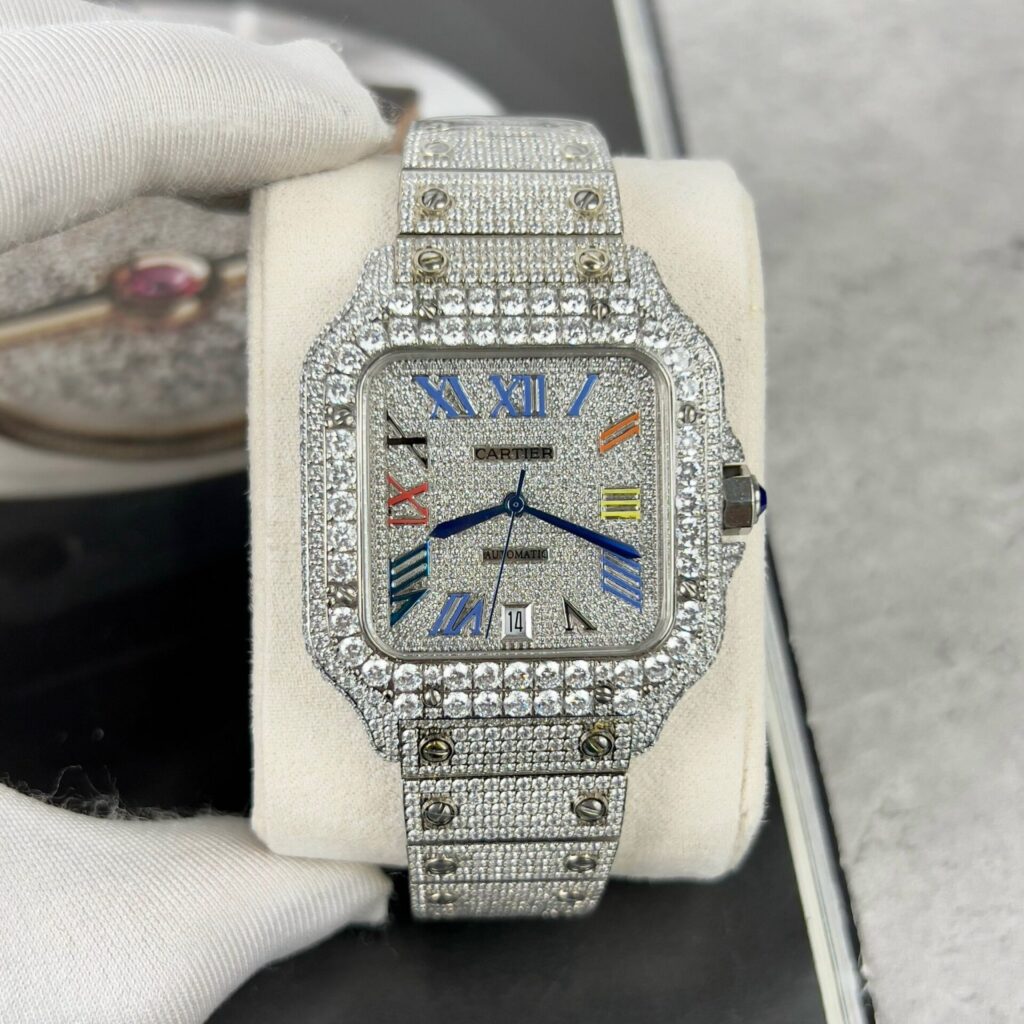 Đồng Hồ Cartier Santos Đính Full Đá Replica Cao Cấp (1)