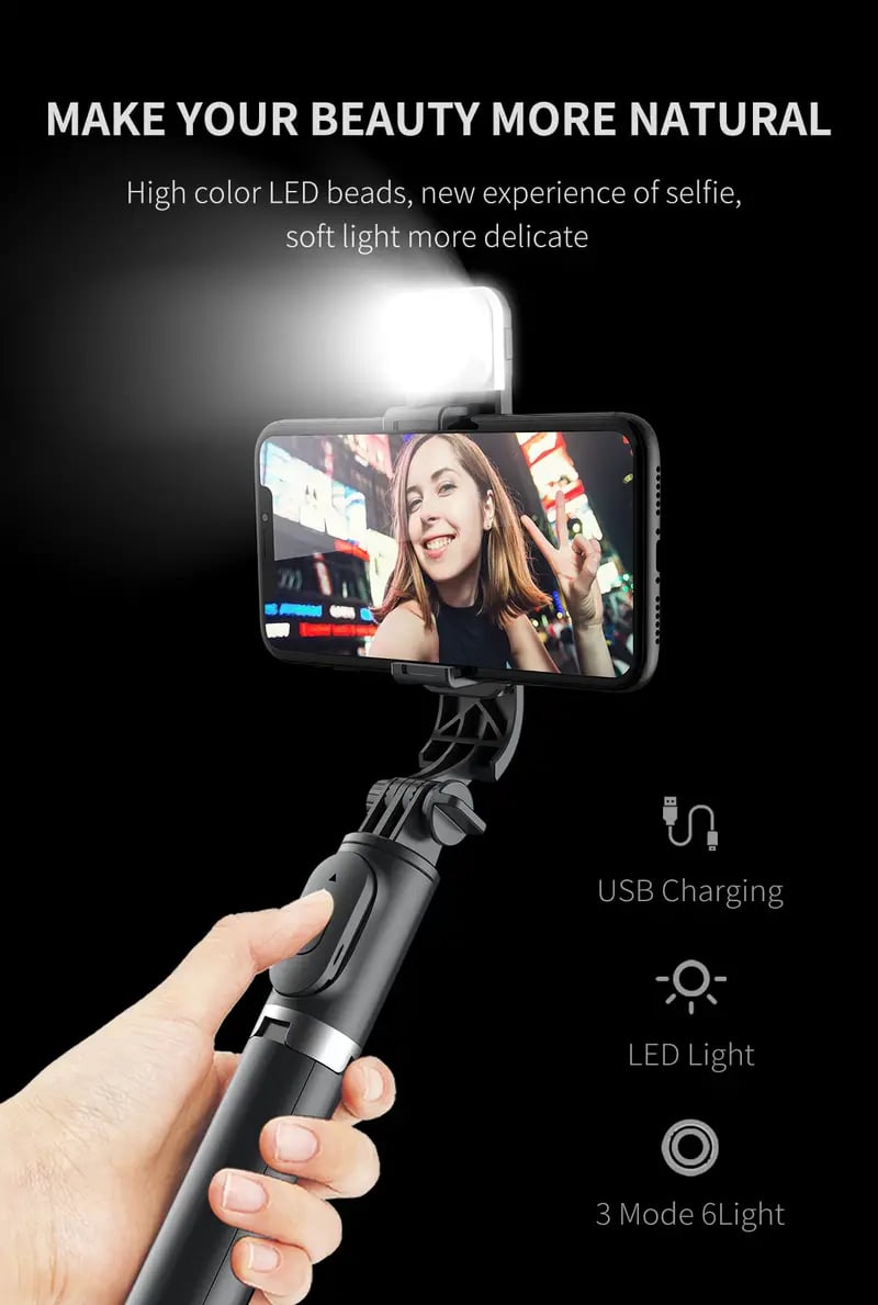 Portable 41 Inch Selfie Stick Phone Tripod With Wireless Remote Extendable Tripod Stand 360 Rotation Compatible With IPhone 13 12 11 Pro Xs Max Xr X 8 7 6 Plus Android Samsung Smartphone