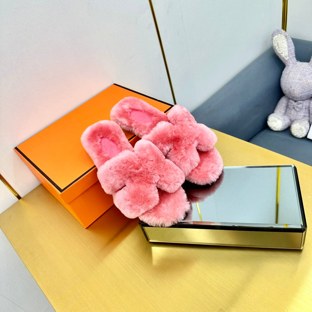 0RAN SHEARLING SANDALS DARK PINK、mysite、Cacoeks