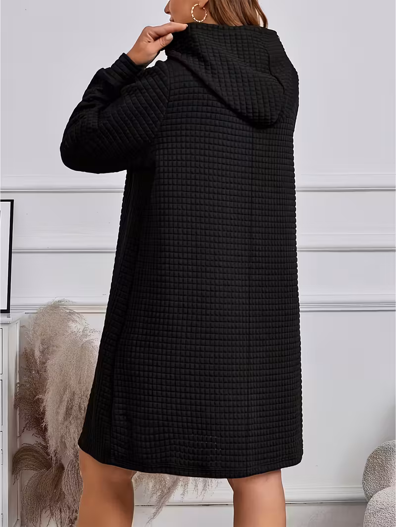plus size,   solid color hooded long sleeve dress for plus size women Product details 3