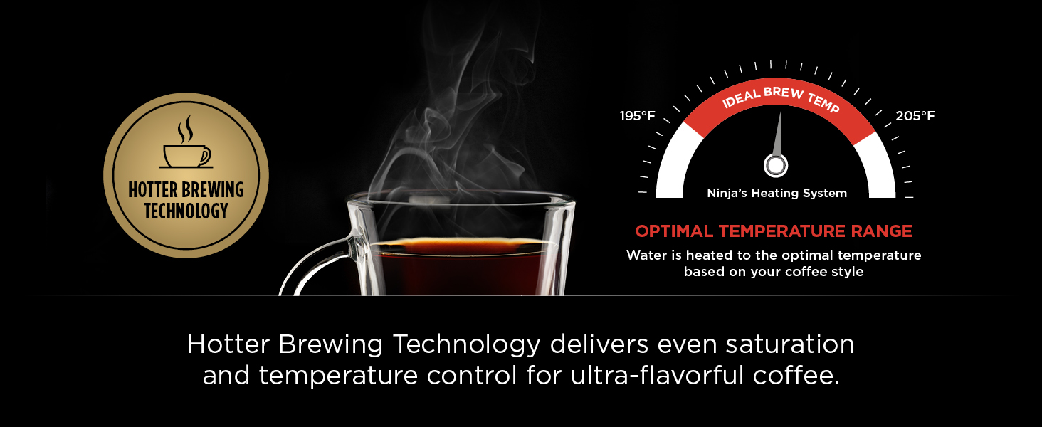 Hotter Brewing Technology delivers even saturation and temperature control for ultraflavorful coffee