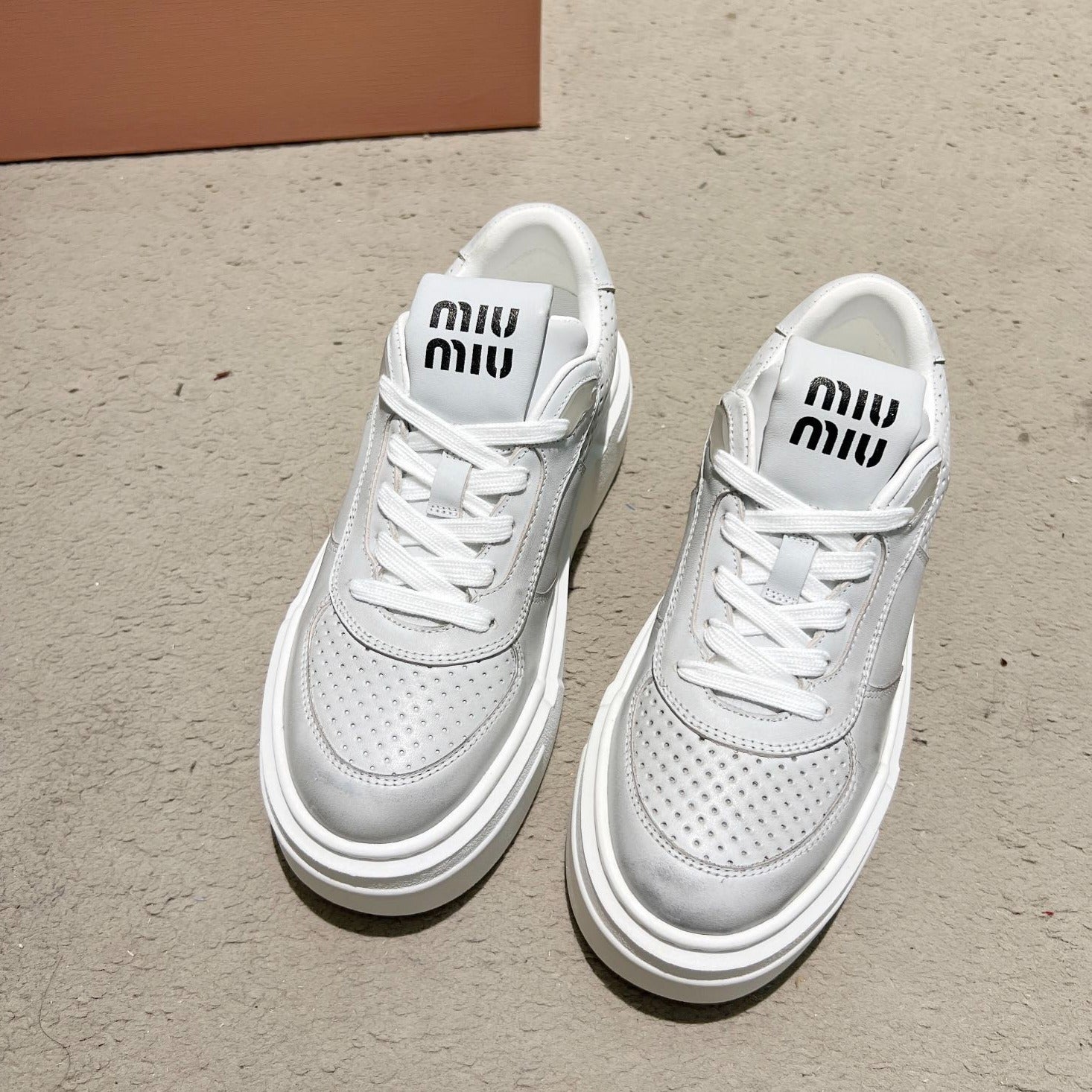 Sneakers Thick-soled Light Gray Cowhide、mysite、Cacoeks