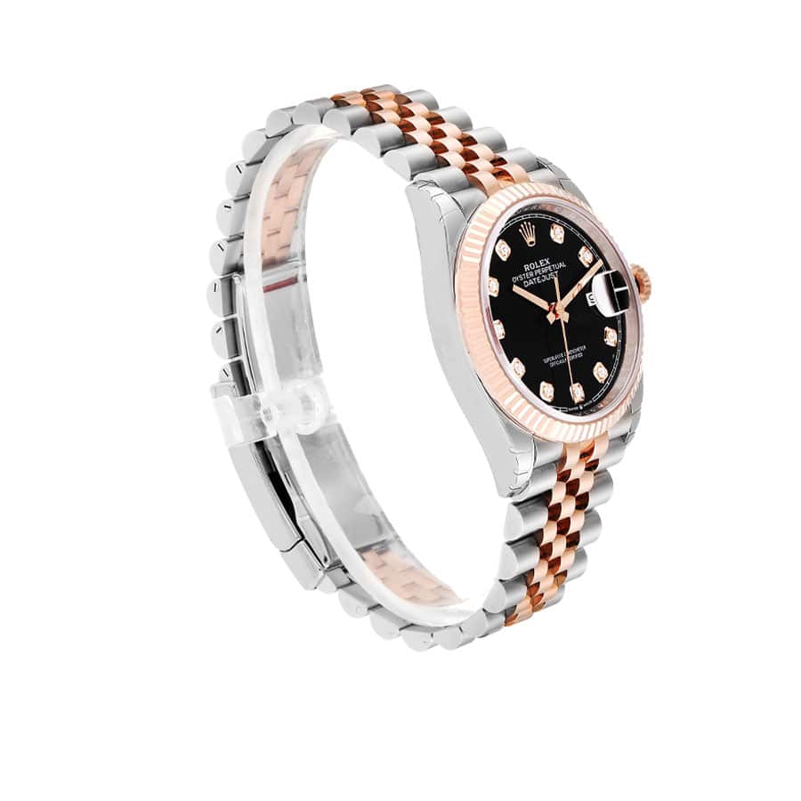 rolex datejust 126231 everose gold automatic black diamond dial jubilee replica