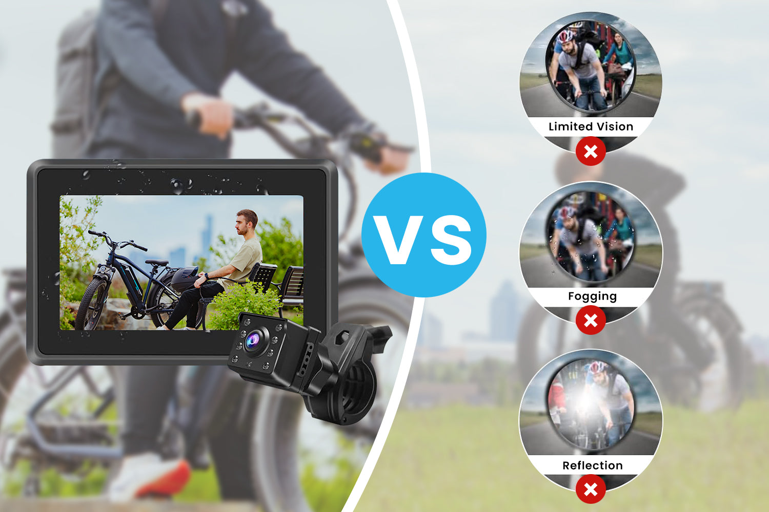 4.3 AHD 1080P Monitor E-bike Rear View Mirror Bike Camera、mySite、bearsvspackers