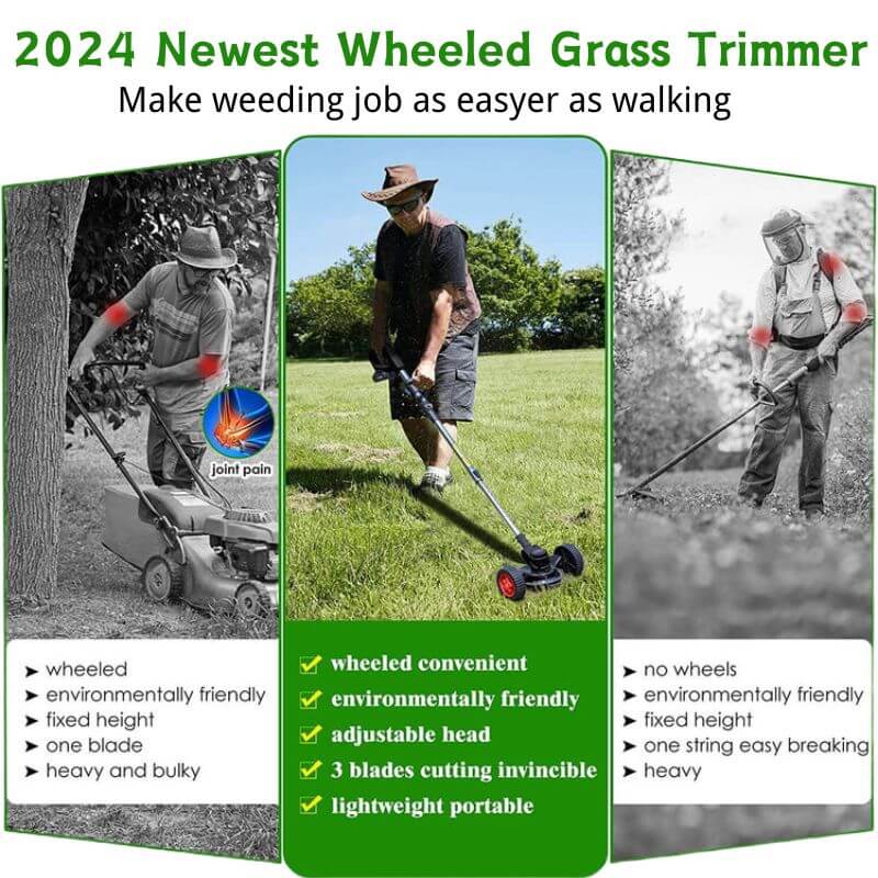 ✅ Cordless design for easy portability✅Retractable, the length can be stretched 40-53 inch（100-135cm）✅Preventing back, shoulder and neck pain✅Does not use any fuel, thus saving resources and money and being environmentally friendly✅Multi-angle adjustment of the cutting head✅Easy to operate