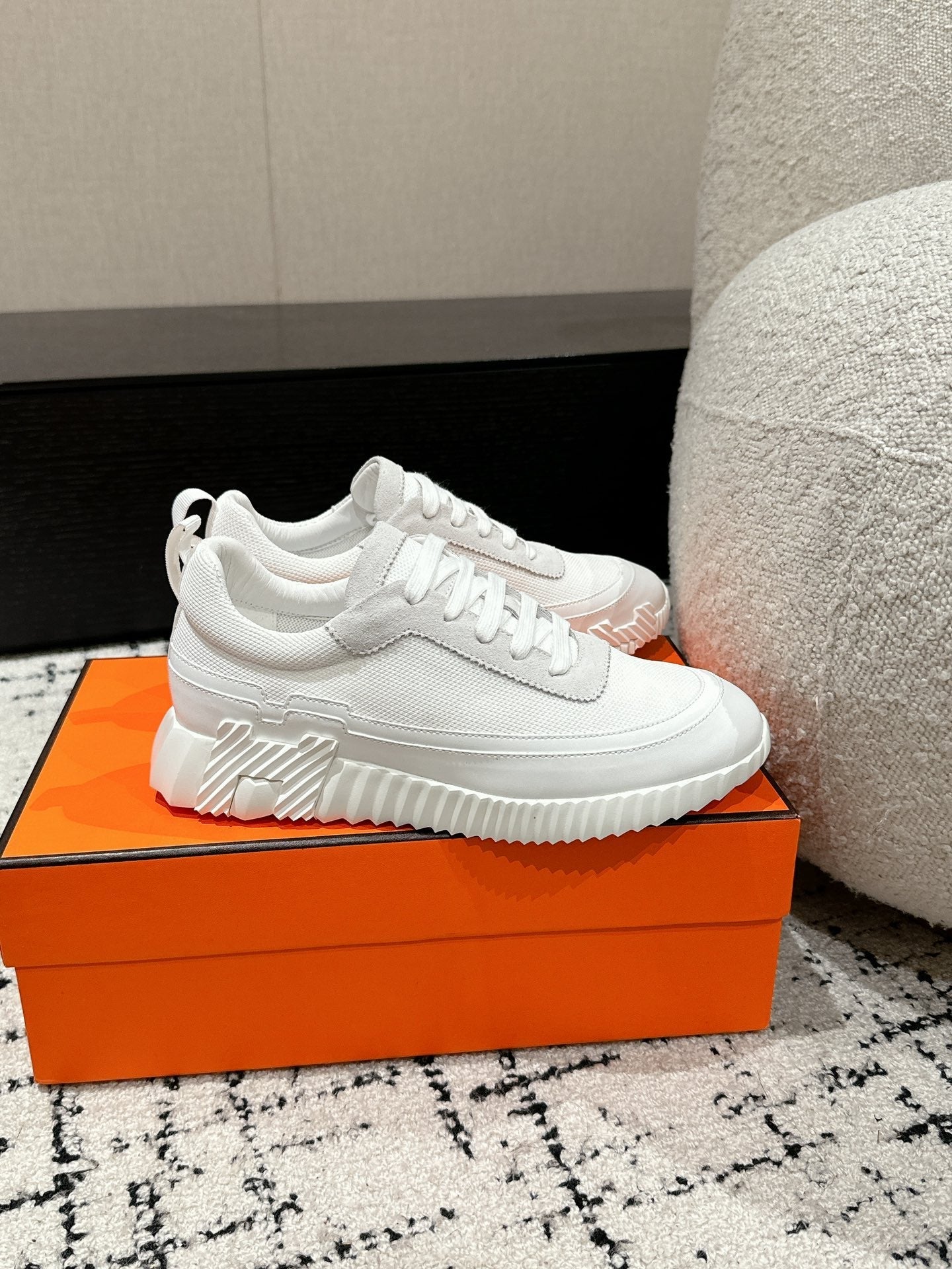 BOUNCING SNEAKER IN WHITE CALFSKIN AND FABRIC、mysite、Cacoeks