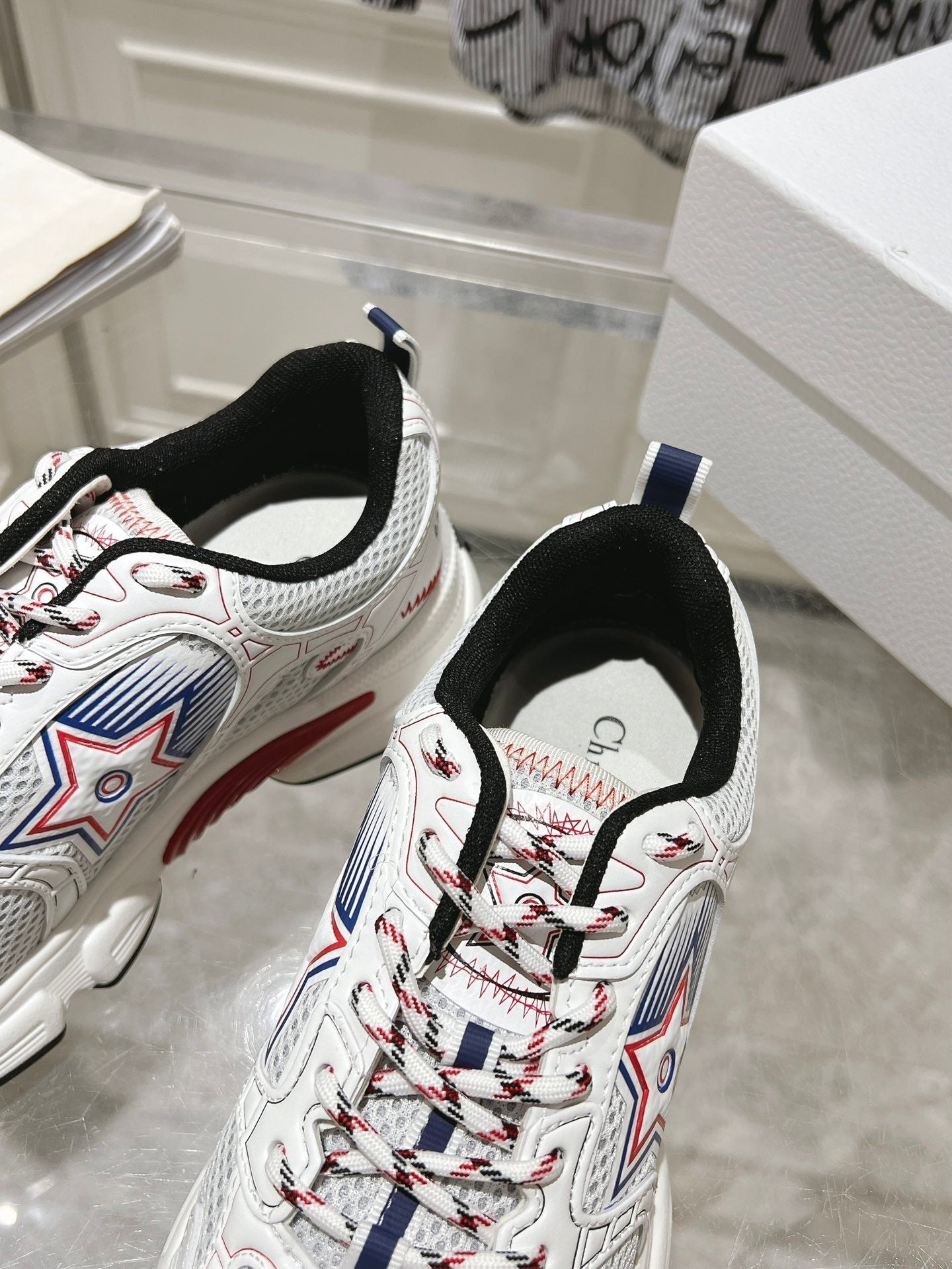 DIOR 25S CHRONO STAR FLATFORM SNEAKERS 45MM IN MESH WITH WHITE CALFSKIN、mysite、Cacoeks