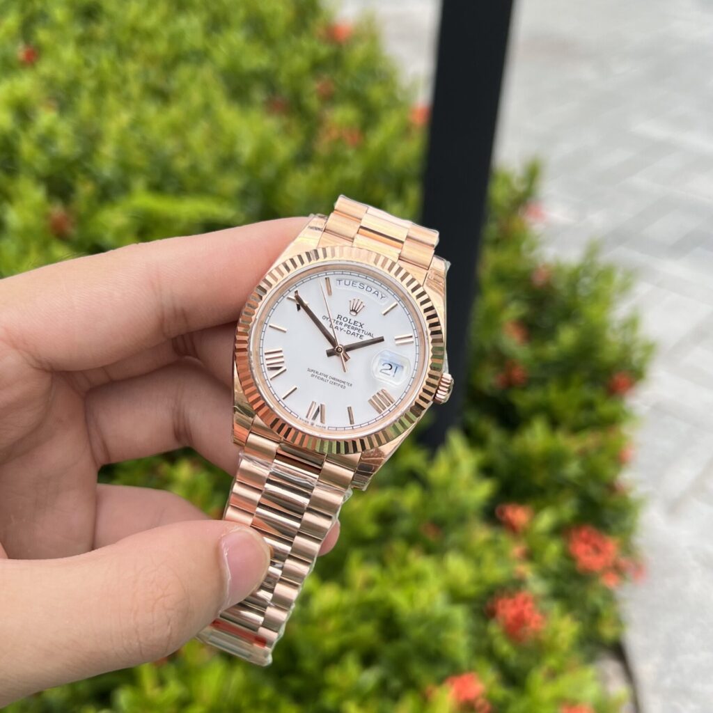 Đồng Hồ Rolex Day-Date Rose Gold Super Fake Máy Thụy Sỹ 40mm (2)