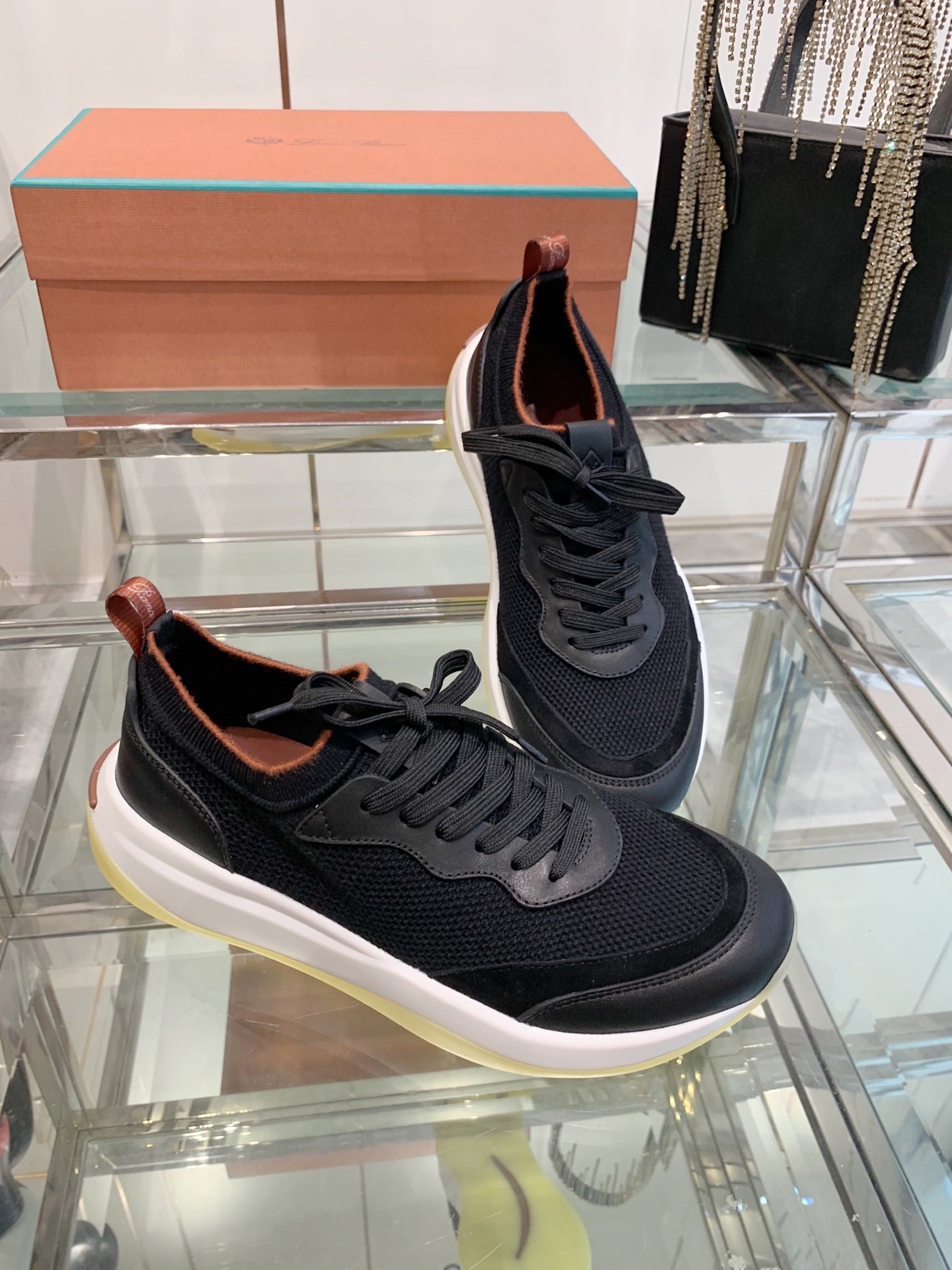 SNEAKER IN BLACK CANVAS MIX SUEDE WITH LAMBSKIN、mysite、Cacoeks