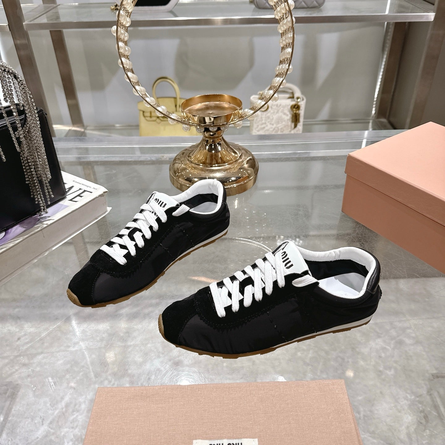 PLUME NAPPA SNEAKERS IN BLACK SUEDE AND CANVAS、mysite、Cacoeks