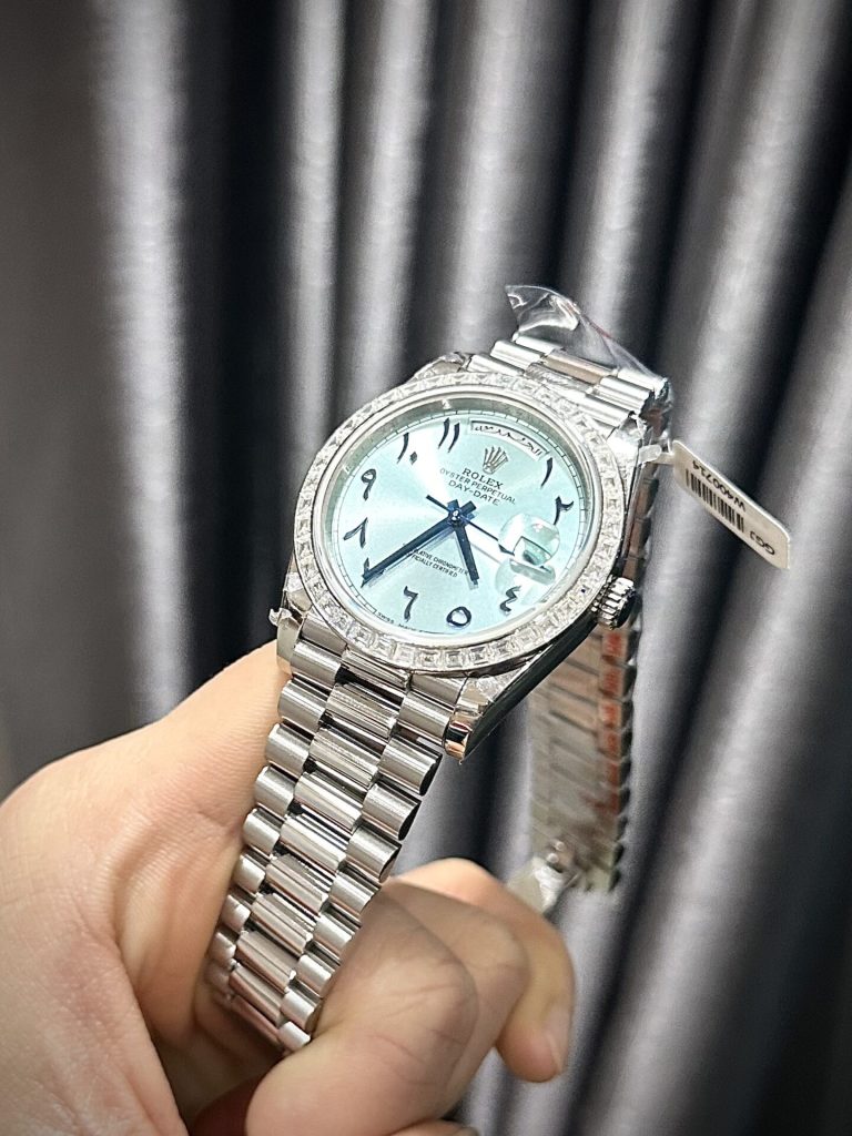 Đồng Hồ Rolex Day-Date Mặt Xanh Băng Cọc Số Arabic Nhà Máy GM 40mm