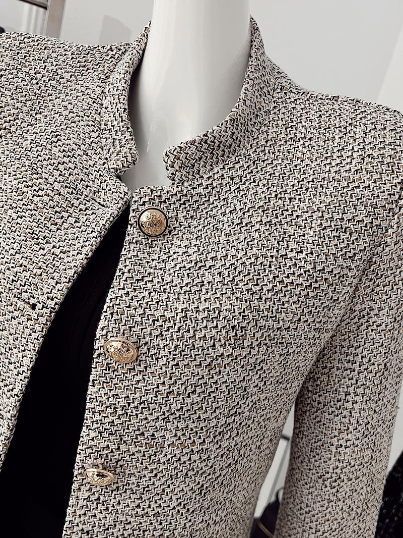 Women's Solid Button Front Coat, Casual Long Sleeve Outerwear for Fall & Winter, Ladies Clothes for Work Office Business, Casual Fashionable Jacket, Womenswear