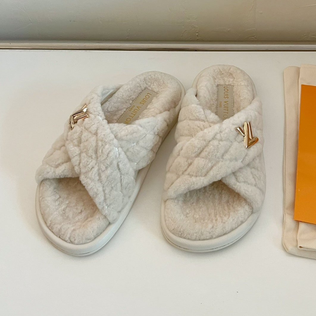 LV BLISS COMFORT MULE IN BEIGE SHEARLING、mysite、Cacoeks