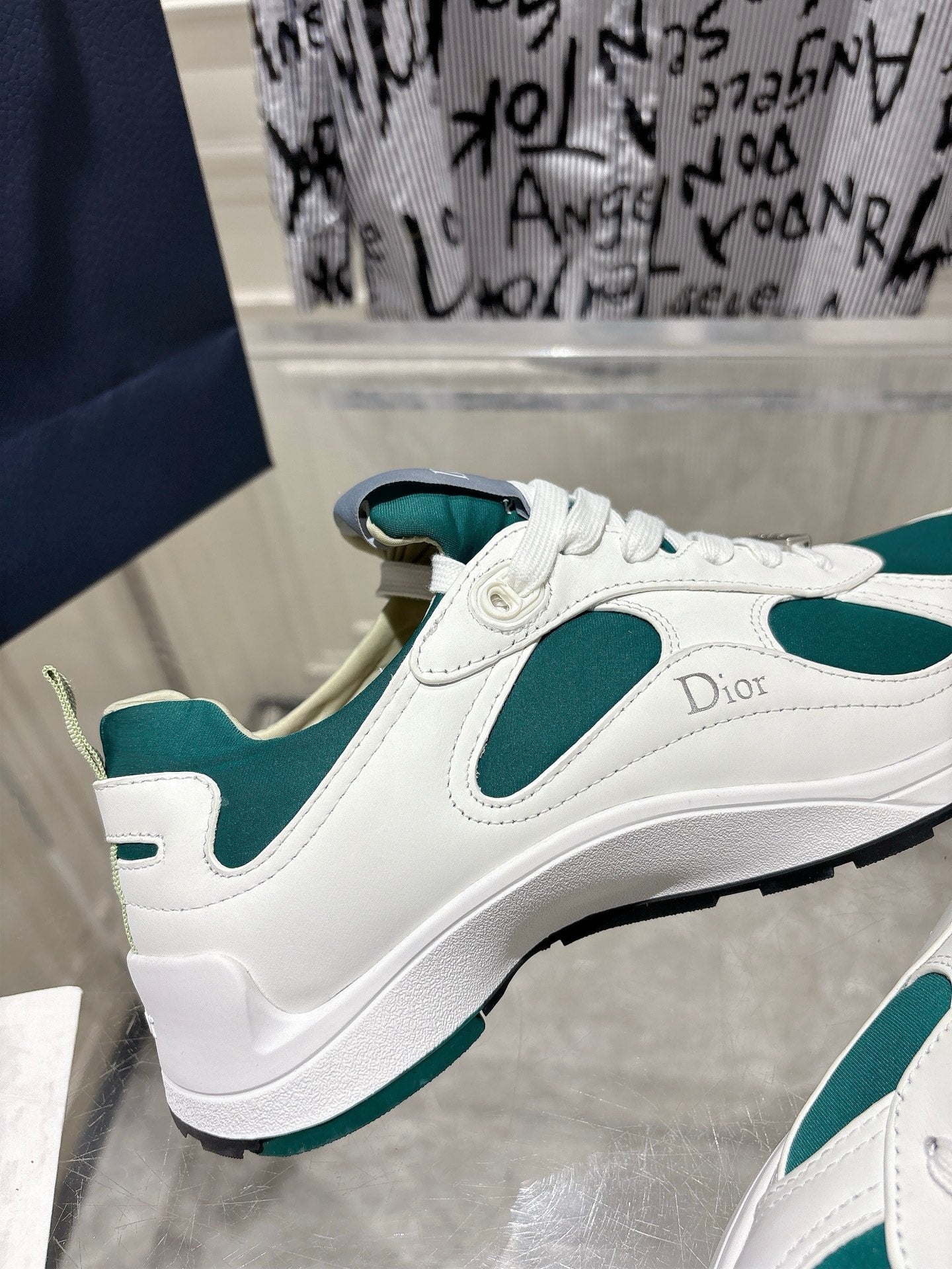 DIOR 25S MILE SERIES SNEAKERS 25MM IN WHITE DARK TEAL CALFSKIN、mysite、Cacoeks