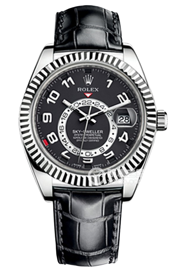 Rolex Sky-Dweller Black Dial Super Clone Swiss Replica Watch Black Leather Strap Ref M326139-0003 Swiss 9001 Movement