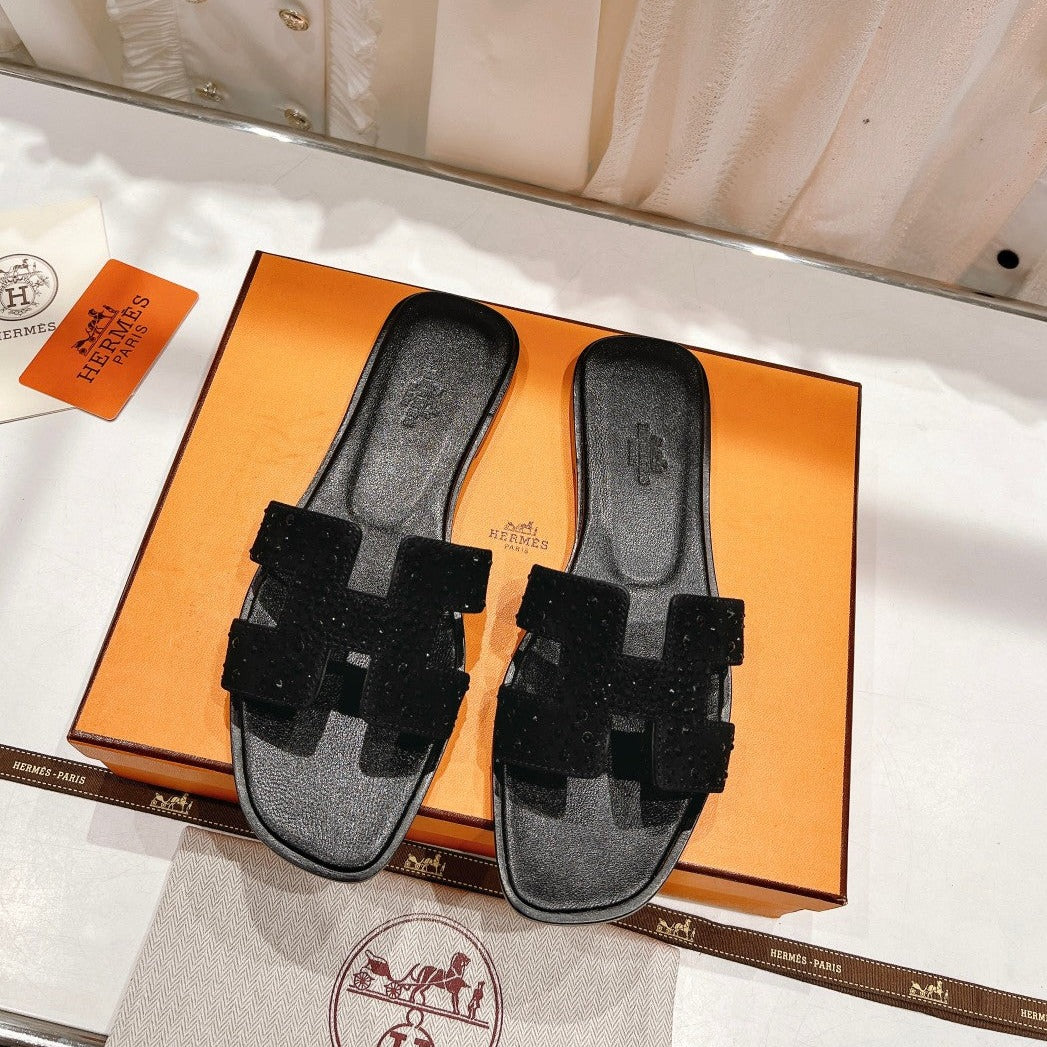 0RAN SANDAL BLACK LAMBSKIN ATTACH CRYSTALS-BLACK、mysite、Cacoeks