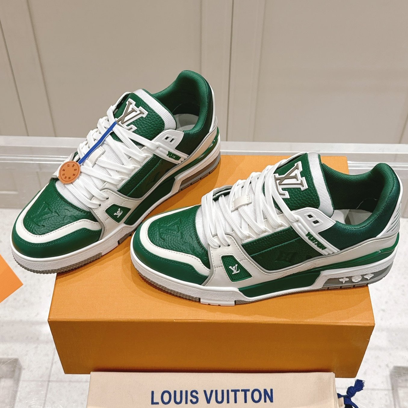 LV TRAINER SNEAKER IN BORNEO GREEN GRAINED CALFSKIN、mysite、Cacoeks