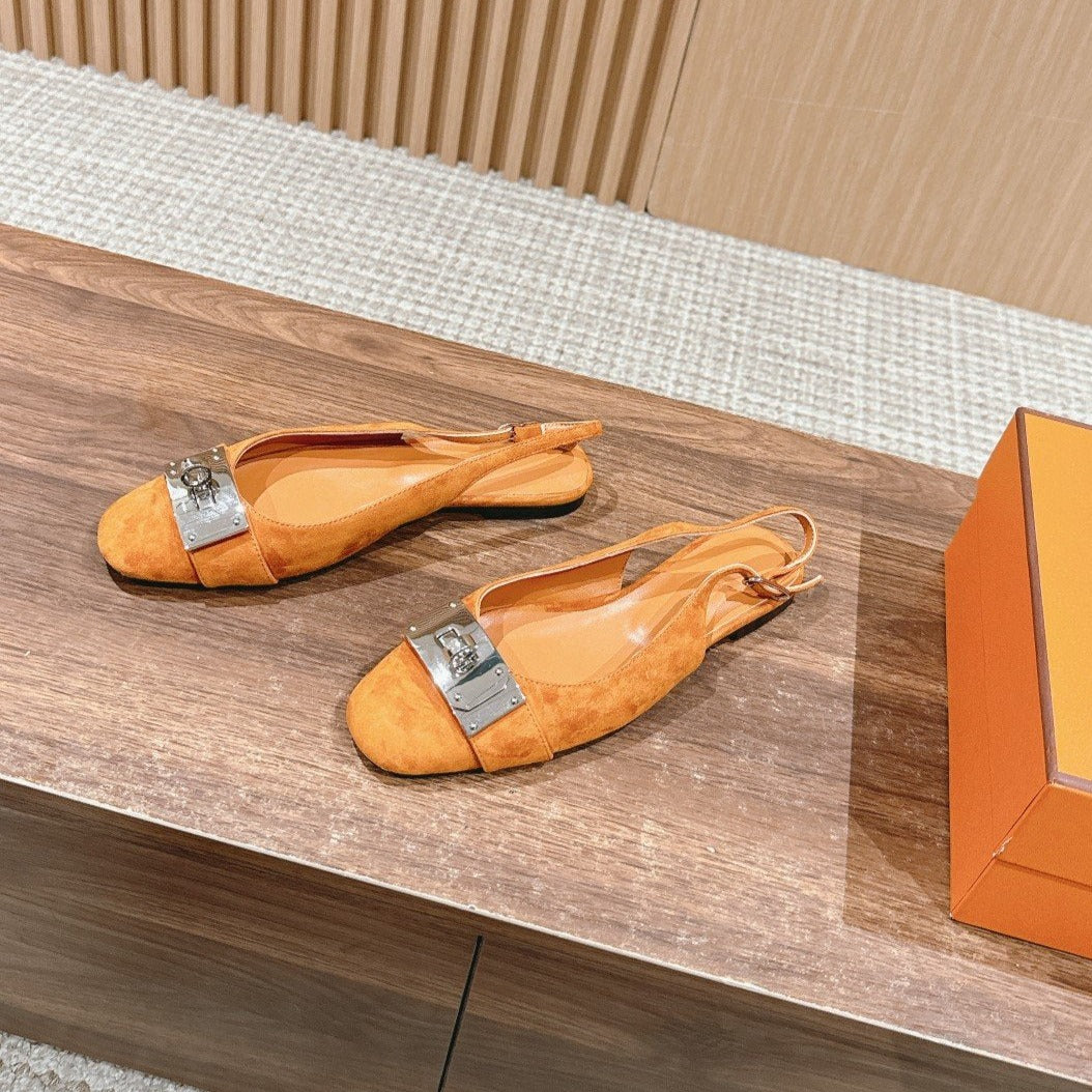 Innocente Slingback Suede Goatskin Orange、mysite、Cacoeks