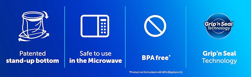 Ziploc freezer bags stand up stay open technology