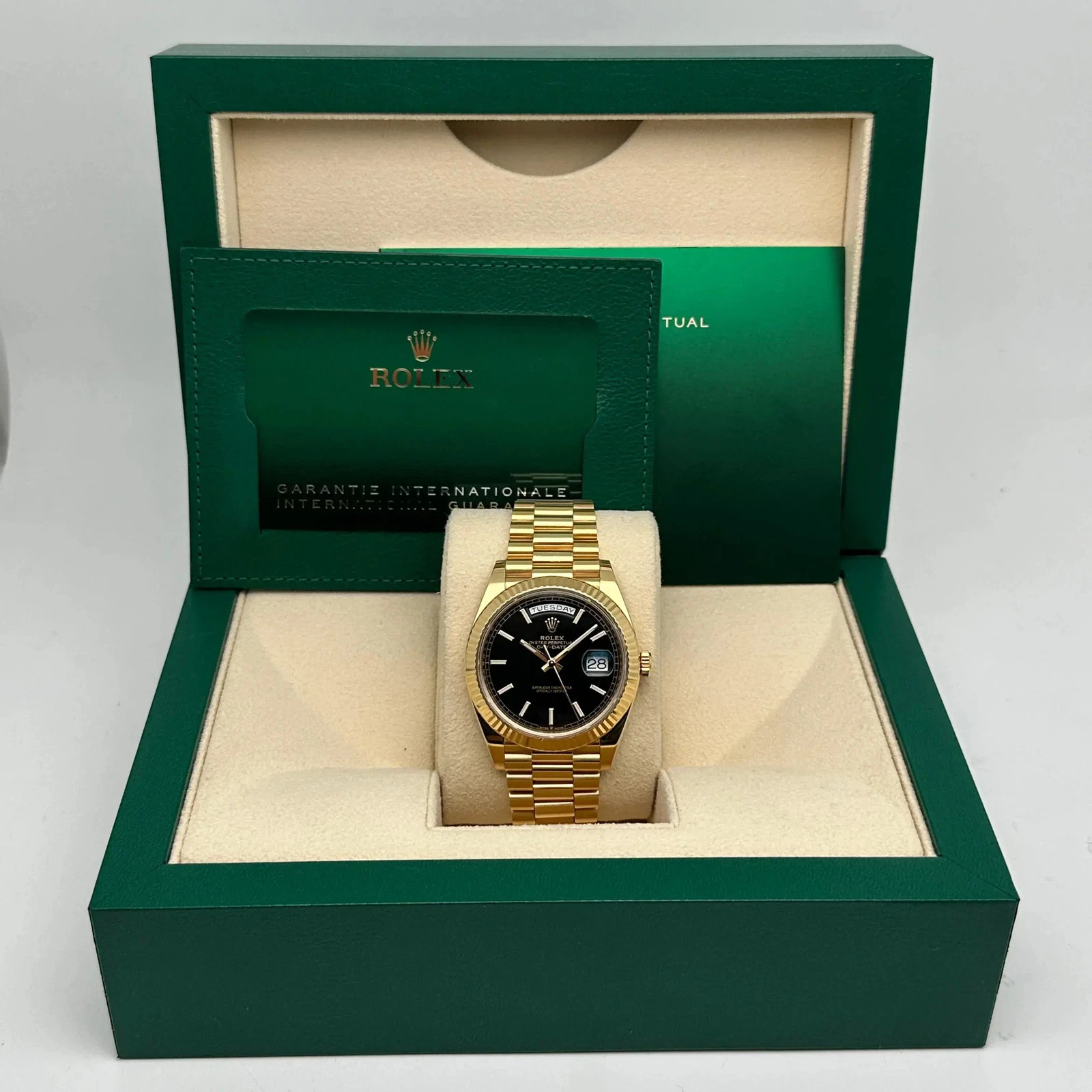Rolex Day-Date Super Clone Swiss Replica Watch Ref M228238-0067 Black Dial 3255 Swiss Movement