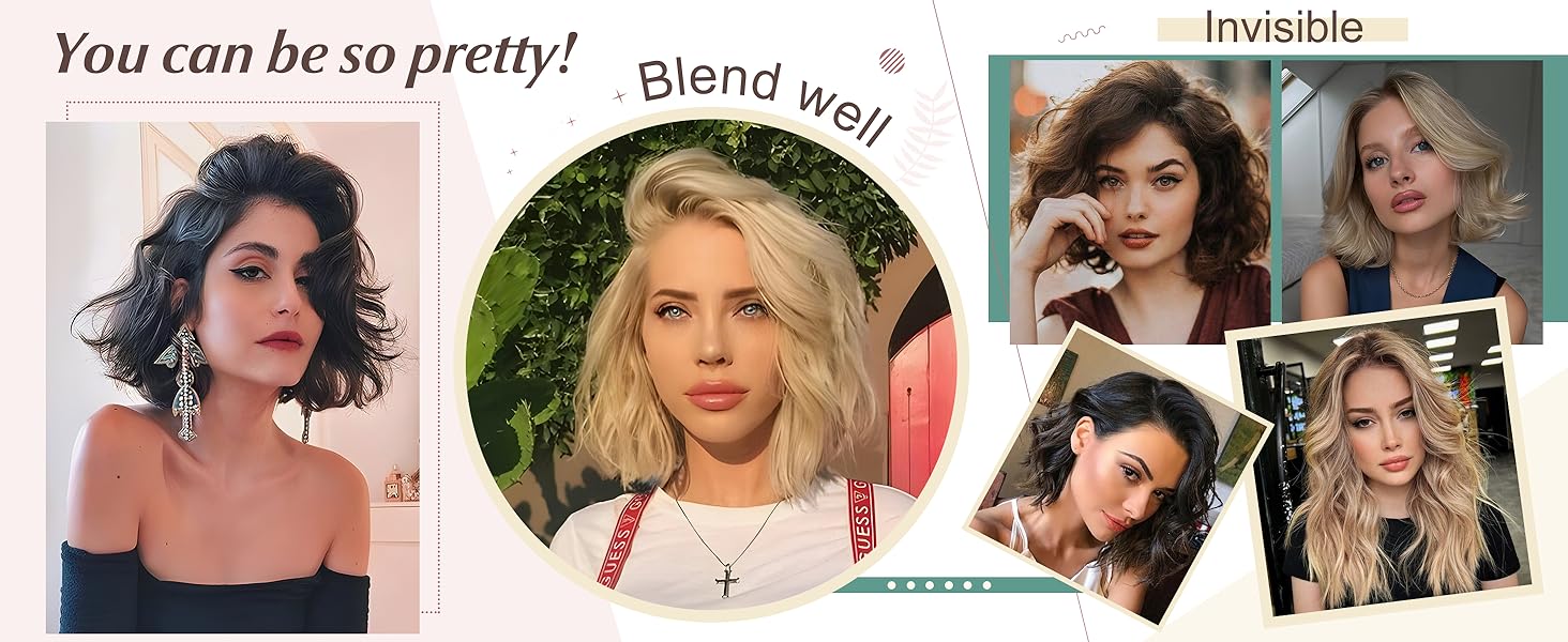 Short clip in hair extensions