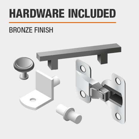 This bathroom vanity includes hardware This bathroom vanity includes hardware