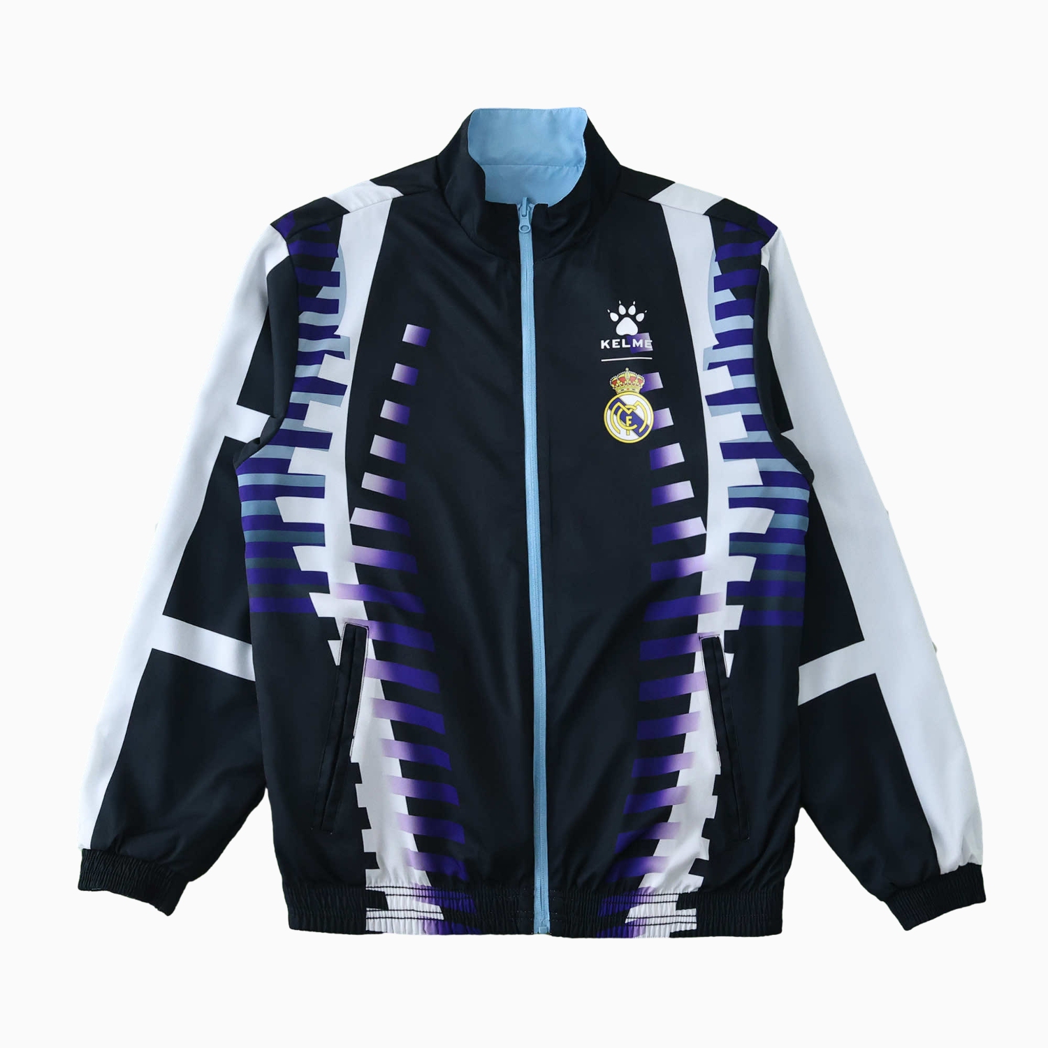 Funinjersey-Retro Real Madrid 1997-98 Third Double Sided Reversible Windbreaker - Black & Blue
