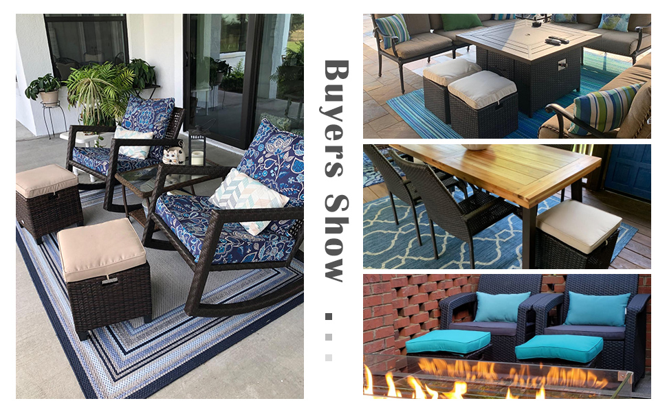 wicker ottomans for poolside lawn garden