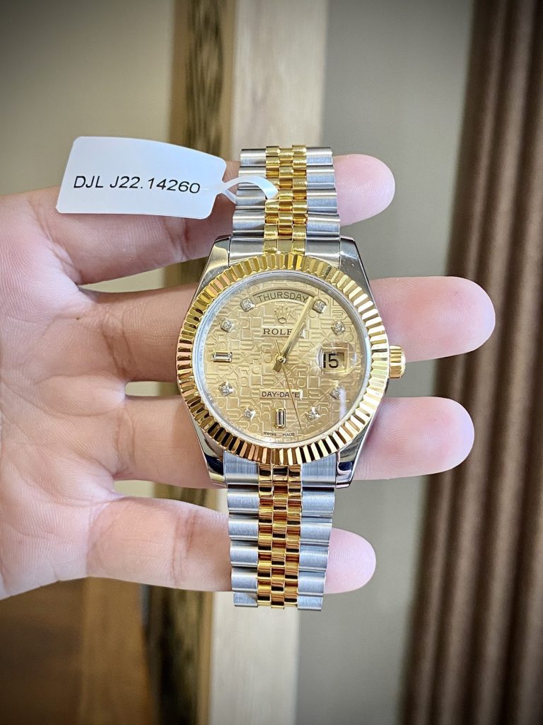 Đồng Hồ Rolex Day-Date Chế Tác Bọc Vàng Thật Mặt Vi Tính 40mm (1)