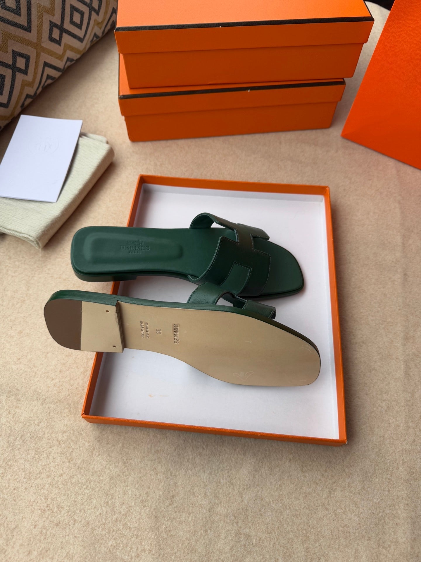 0RAN SANDALS IN FOREST GREEN CALFSKIN、mysite、Cacoeks