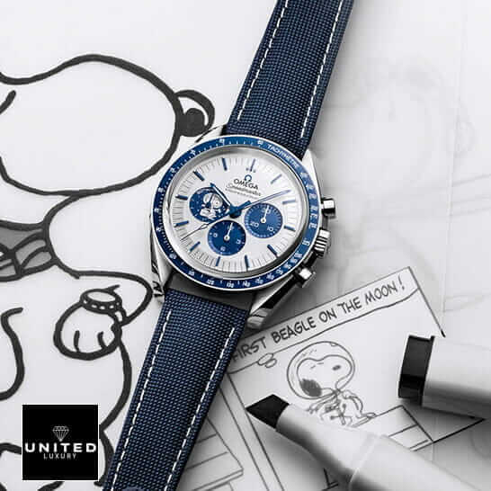 Omega Speedmaster Snoopy White Dial Replica white background