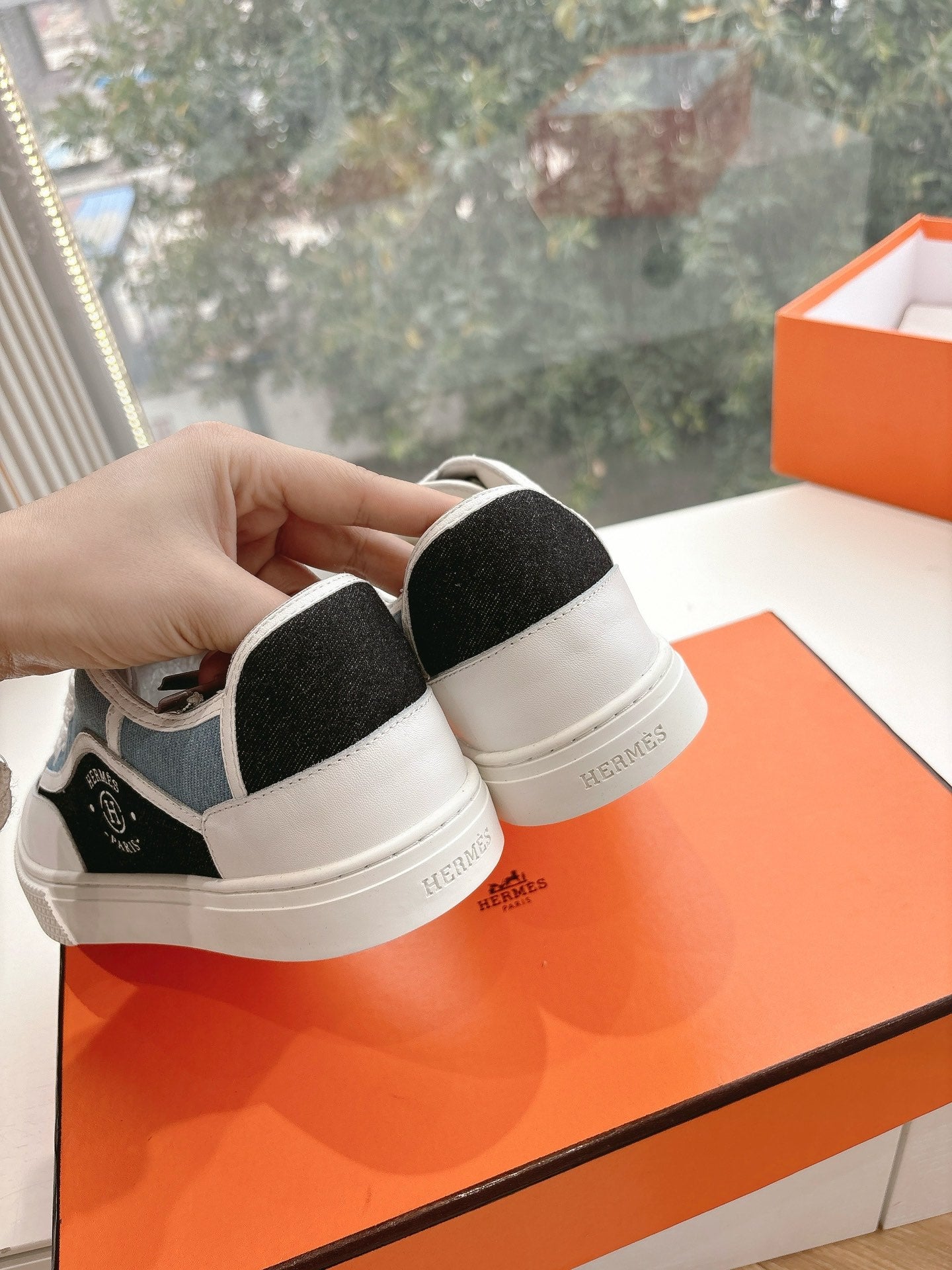 GET SNEAKER IN BLACK MIX LIGHT BLUE CANVAS AND CALFSKIN、mysite、Cacoeks