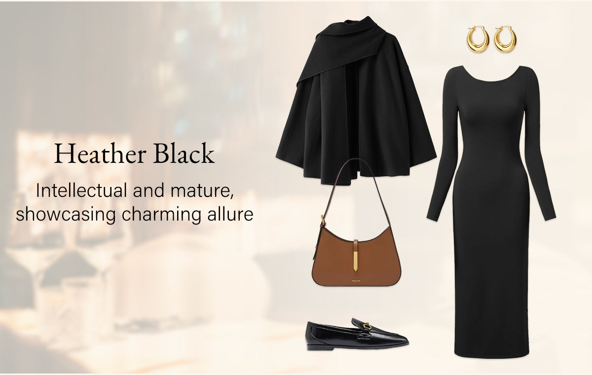 Heather black color, intellectual and mature with charming allure