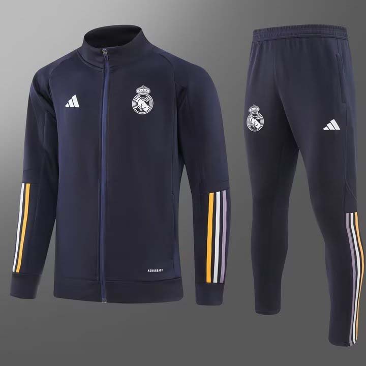 2023/2024 Real Madrid Long Zipped Jacket Navy blue Football Shirt Set:football jersey mysite: unitedjerseyfootball 邓江浪:football