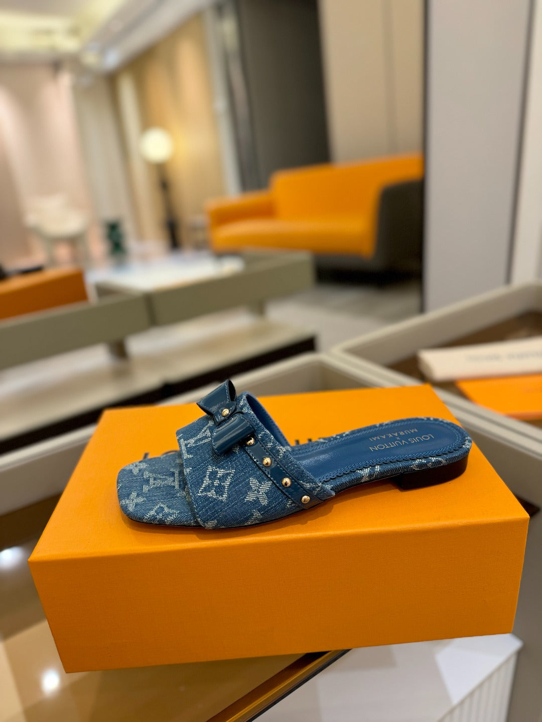 LV X TM 6AM FLAT MULE IN NAVY BLUE MONOGRAM DENIM、mysite、Cacoeks