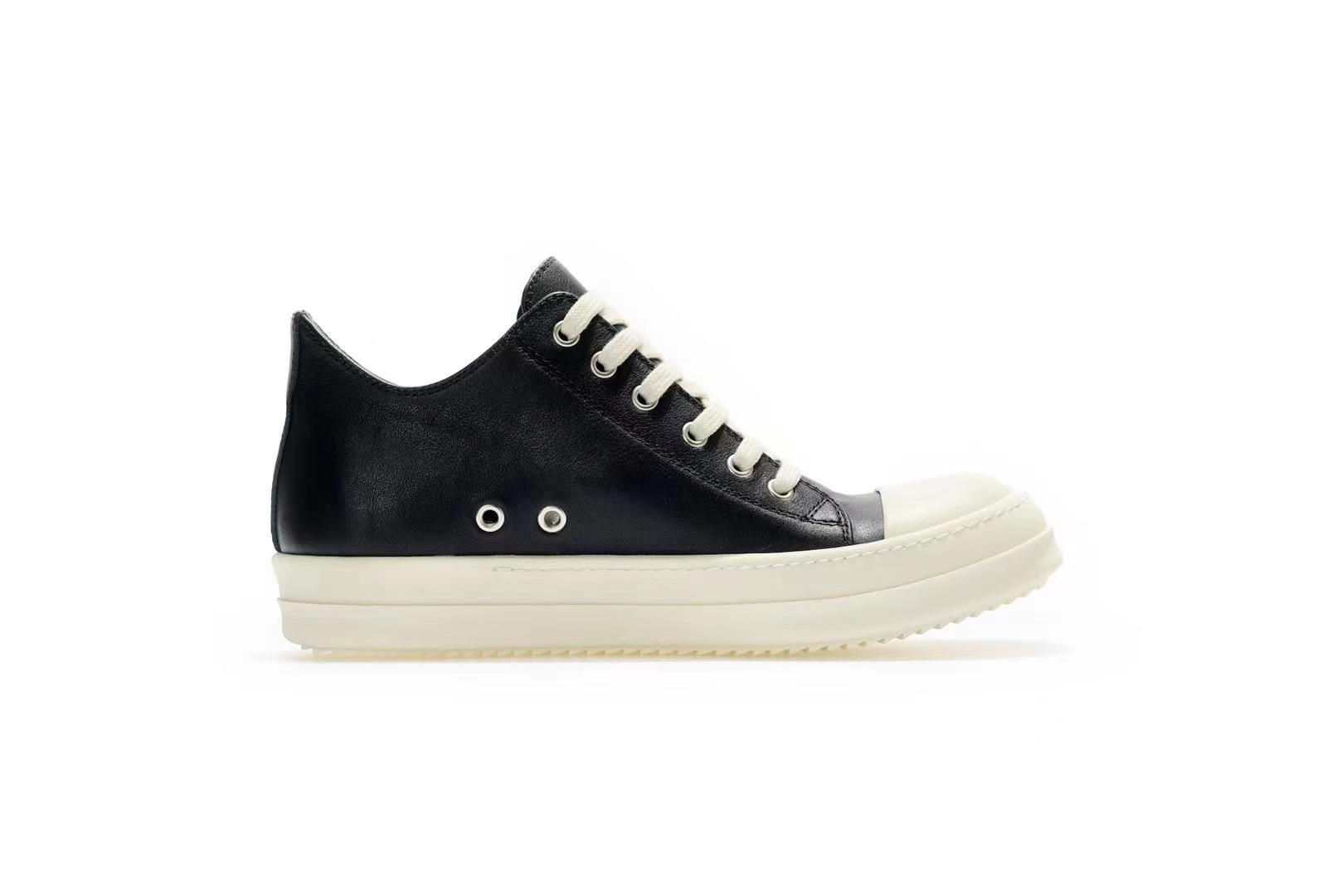 Rick Owens Leather Shoes in White Black、mysite、Cacoeks