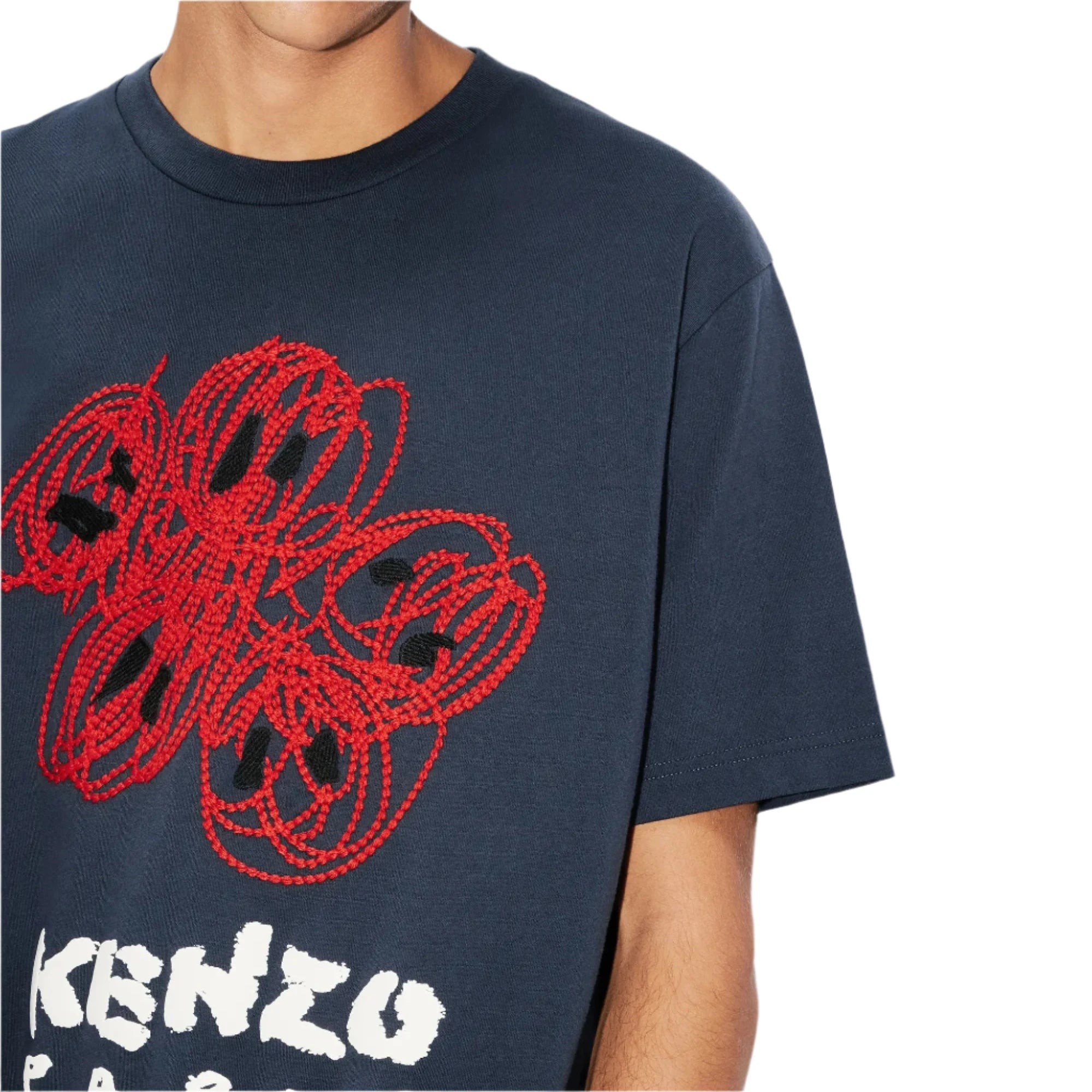 Kenzo Drawn Varsity Embroidered T-Shirt Midnight Blue、mysite、Cacoeks